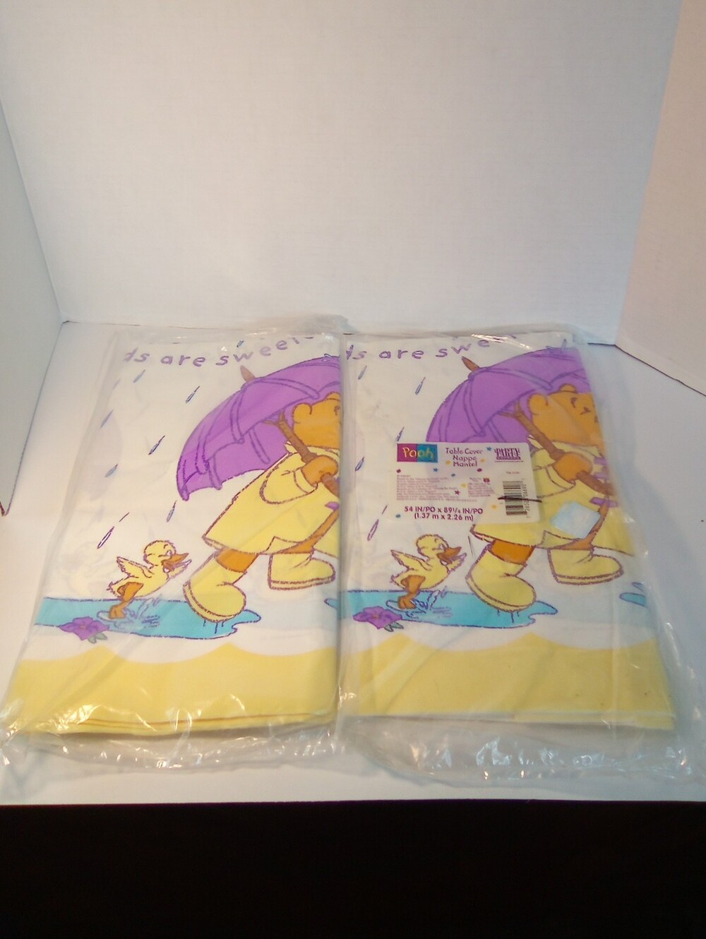 Vintage Winnie the Pooh Rainy Day Printed Baby Shower Paper Table Cover